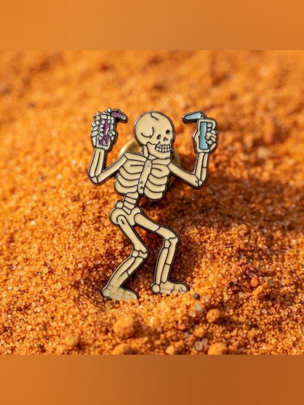 Halloween Party Spooky Dancing Skeleton Glow-in-the-Dark Enamel Pin Lapel Badge
